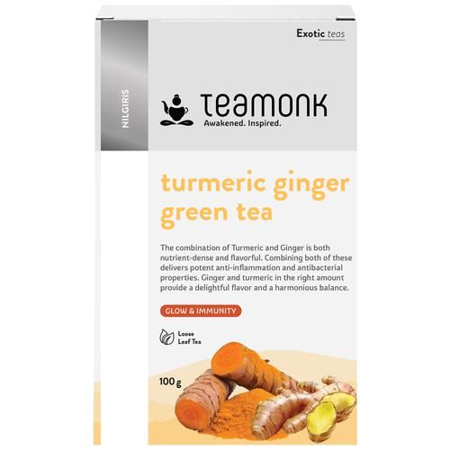 Teamonk High Mountain Turmeric Ginger Loose Leaf Green Tea - Boosts Immunity & Aids Digestion, 100 g-1.webp